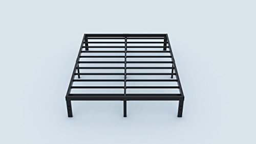 14 Inches Steel Slat Platform Bed Frame/Heavy Duty and Easy Assembly Mattress Foundation/Noise-Free Box Spring Replacement (Queen)