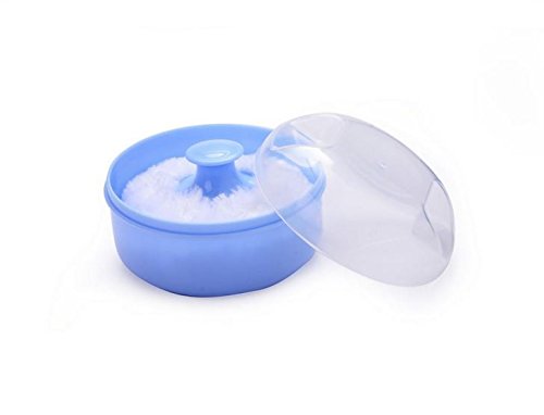 Qiyun LingStar Baby Powder Puff Kit Container Case Makeup Cosmetic Tool Sponge Villus Box Blue