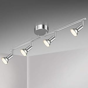 Unicozin LED plafondlamp, 4 lampen LED plafondspot draaibaar chroom, incl. 4 x 3.5W GU10 LED-lampen, 380LM, warm wit…