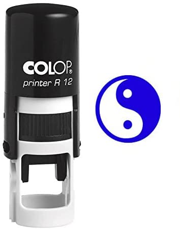 YIN YANG Self Inking Mini Rubber Stamp Colop Round Decorative Teachers Stamps 12mm