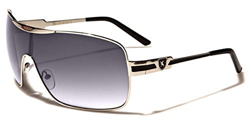 Khan Fashion Men's Square Aviator Style Sunglasses Silver Black Sport Shades