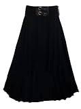 eVogues Plus size High Low Skirt with Elastic Belt Black
