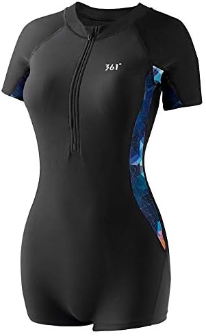 361 競泳水着 レディース フィットネス水着 女性水着 ワンピース セパレート水着 体型カバー 胸パッド付き スイムウェア 長袖半袖 ズッパー着痩せ サイズ選び 水陸両用 温泉 水泳服 黒
