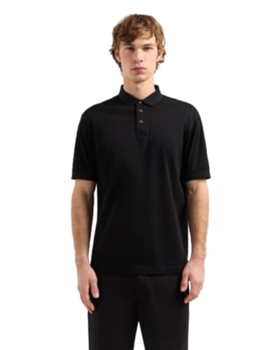 Armani Exchange Men's Milano Black & Gold Back Logo Short Sleeve Polo, Black, L…