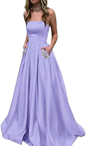 MYDRESS Women's Strapless Prom Dresses Long W A-Line Evening Gown
