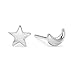 Aftermarket Moon and Star 925 Sterling Silver Stud Earring Asymmetric Sleep Earrings