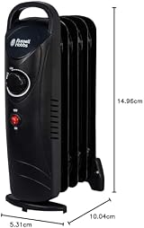 Russell Hobbs 650W Oil Filled Radiator 5 Fin Portable Heater Black Thermostat view 10