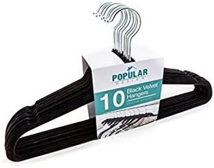 Premium Velvet Hangers Heavy duty - 10 Pack Clothes Hangers - Non slip Black Suit hangers - Clothes Hanger Hook swivel 360