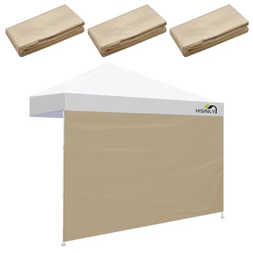 Photo 1 of Hisinly Canopy Sidewalls 10 * 10 ft, 3PCS Sunwalls with 210D Oxford Cloth, UV Protection and Waterproof, Suits Pop-up Tent/Instant Canopy/Commercial Canopy, Kahki (Sidewall Only)