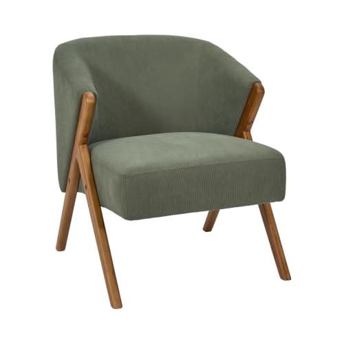 HOME DECO FACTORY - HD7838 - Fauteuil de Salon Côtelé - Design Moderne - Assise Confortable - Idéal pour Votre Intérieur - Dimensions 64 x 70 x 72 cm - Couleur Verte