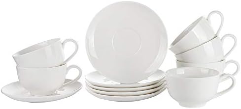 Porlien White Cappucino Cups Coffee Cups Set of 6, 5Oz