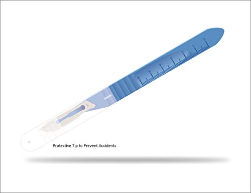 MedBlades Disposable Scalpel #15, with Stainless Steel Blades with Plastic Scalpel Handle, Sterile, Individually Sealed, Box of 10 for Craft, Hobby, Dermaplaining, Podiatry & More - Thumbnail 2