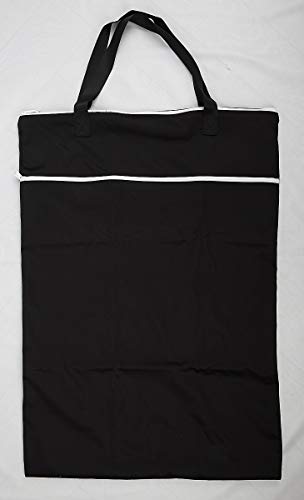 Large Hanging Wet/Dry Cloth Diaper Pail Bag for Reusable Diapers or Laundry (Black)
