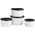 Tupperware One Touch Topper Stacking Canister Set of 4 Black Seal