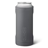 BrüMate Hopsulator Slim Can Cooler Insulated for 12oz Slim Cans | Skinny Can Coozie Insulated Stainless Steel Drink Holder for Hard Seltzer, Beer, Soda, and Energy Drinks (Matte Gray)