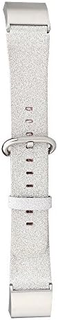 Fitbit Charge 2 Bands,Leather Flash Glitter Bling Band Wristband Strap Replacement Band for Fitbit Charge 2 Smart Watch Fitness Tracker (Silver)