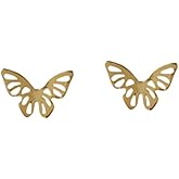 UELSTA Filigree Butterfly Stud Earrings for Women Sustainable 14K Real Gold Plated Recycled Brass Hypoallergenic 925 Sterling Silver Posts PVD Coated Dainty & Nature-Inspired 10mm