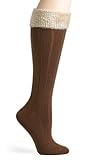 HUE Women's Tipped Faux Shearling Knee Sock