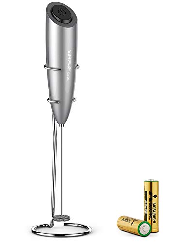 SIMPLETASTE Milchaufschäumer Elektrisch, Handheld Schaumbereiter mit 2 Batterie und Stab, Milk Frother für Cappuccino, Kugelsicherer Kaffee, Latte