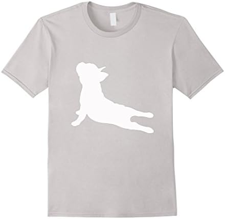 Mens French Bulldog Yoga T-Shirt Medium Silver