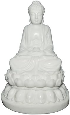 Karara Mujassme Indian Handmade White Poly Marble Sitting Lord Buddha Hindu God Lucky Home Decor Gift