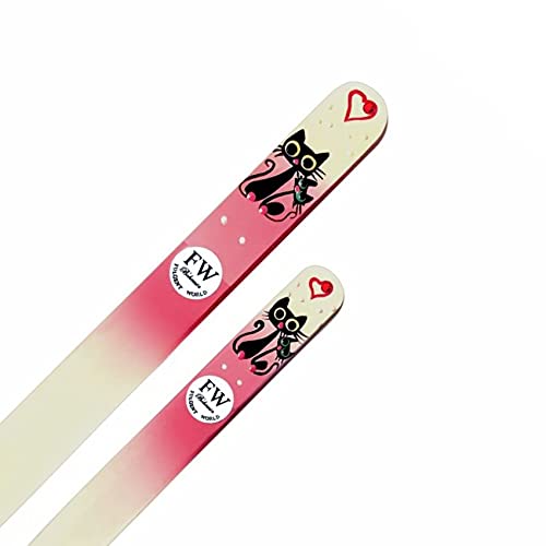 Crystal Glass Nail Files Hand Painted - Gift Set of 2 Cats - Original Czech Product for natural and acrylics nails (pink/white)