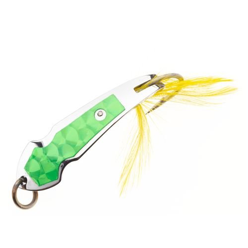Luhr Jensen 13 Pet Spoon/Yellow Feather, Chrome/Flo Green P-Lite