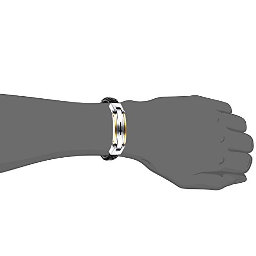 Cupimatch Men's Solid Stainless Steel Braided Religious Cross Leather Bracelet, 8.5” - Thumbnail 4