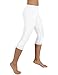 ODODOS Power Flex Yoga Capris Pants Tummy Control Workout Running 4 Way Stretch Yoga Capris Leggingss With Hidden Pocket,White,Medium