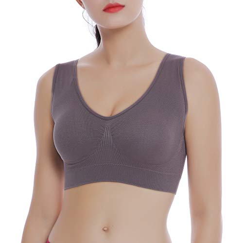 YEZIJIN Women Pure Color Plus Size Ultra-Thin Large Bra Sports Bra Full Bra Cup Tops Blouses for Women Fashion 2019 Khaki