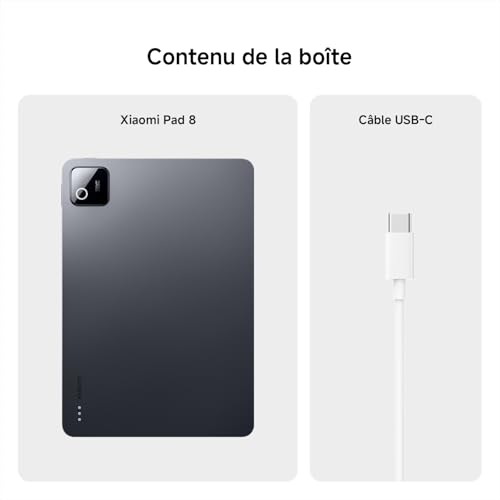 Pad 8, Tablette 11.2'' 8+128 GB, Processeur Snapdragon® 8s Gen 4, Batterie Longue autonomie 9200mAh (typ), Écran 3.2K 144Hz, HyperAI, Gris, Garantie 3 Ans, Chargeur Non fourni
