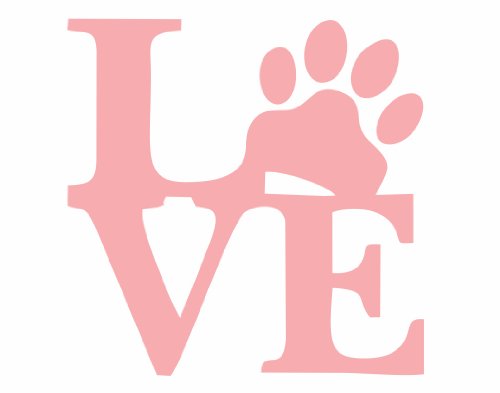 Sign Depot Love with Paw 4 Inches