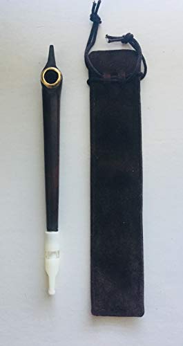 Classic Wooden Medwakh Pipe/Arabian Dokha wooden Pipe W Leather Brown Case W Velvet Bag ((A3))