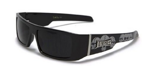 LOCS NEW MENS HARDCORE GANGSTA BIKER SUNGLASSES (BLACK W/ SKULLS)