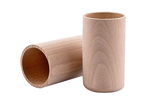 Wooden World - Set of 2 Wooden Mug Cup Round for Pen Pencil on Desk Stationary Supplies Office Organisation