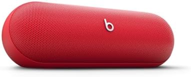 Pill Tragbarer Bluetooth-Lautsprecher, Bis zu 24 Stunden Akkulaufzeit, Wasserabweisend, Kompatibel mit Apple & Android, Kraftvoller Sound für Zuhause, Outdoor - Signalrot