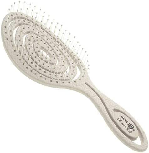 Head Jog 08 Paddle Brush Flexible Soft Pin Bristles, Detangling Wet Or Dry Hair. Gentle Brushing Hairbrush. Detangling Brush Curly & Wavy. (Original Collection Oatmeal) 1 Count (Pack of 1) Oatmeal