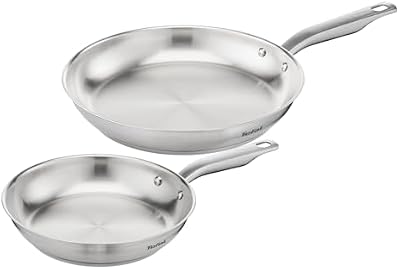 Virtuoso 2-teiliges Pfannenset 24 + 28 cm, Pfannen Induktion, hochwertiger Premium-Edelstahl, unversiegelt, für alle Herdarten geeignet, backofengeeignet bis zu 250°C, E492S2