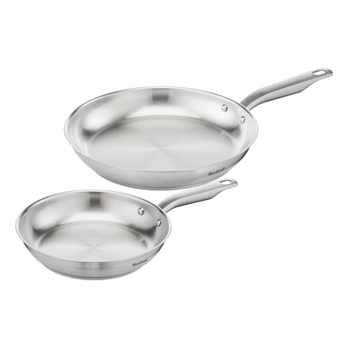 Tefal Virtuoso 2-teiliges Pfannenset 24 + 28 cm, Pfannen Induktion, hochwertiger Premium-Edelstahl, unversiegelt, für alle Herdarten geeignet, backofengeeignet bis zu 250°C, E492S2