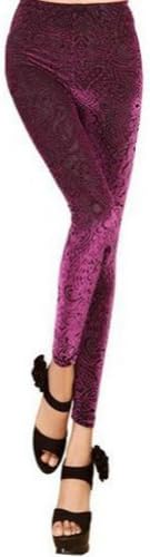 SEXY Womens Girls Faux Leather High Waisted Leggings (One Size, Floral Red)