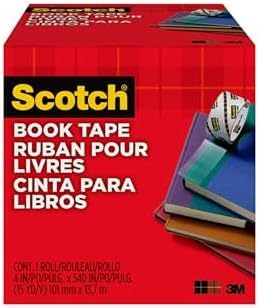 Scotch Book Tape White 4 Inch | Transparent | For Repairing Books | 15 Yards | Pack of 8 Image
