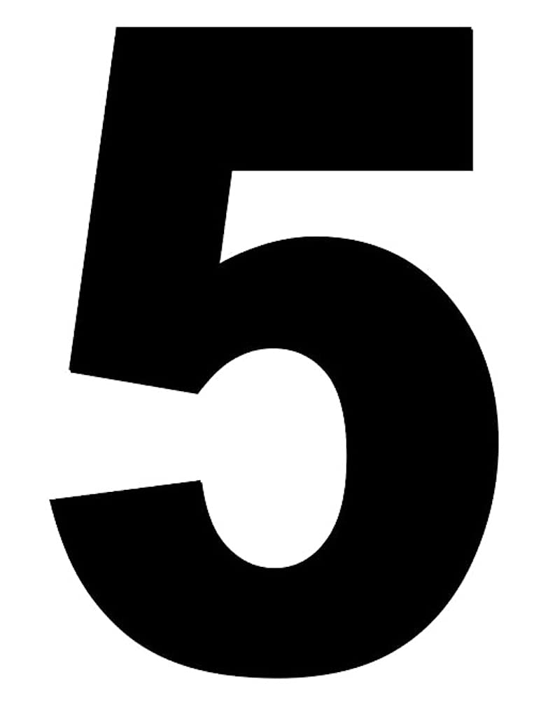 Merriway BH04029 (4 Pcs) Black Vinyl Stick-On Wheelie Bin Post Box Crate Dust Bin Numbers 75mm (3 inch) Number 5 - Pack of 4 Pieces