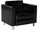 OSP Home Furnishings Pacific Armchair with Padded Box Spring Seats and Silver Finish Legs, Black Vinyl