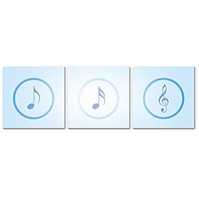 3 Panel Canvas Wall Art Music Note Pictures Home Wall Decorations for Bedroom Living Room Paintings Canvas Prints Framed - 12"x12"x3 Panels