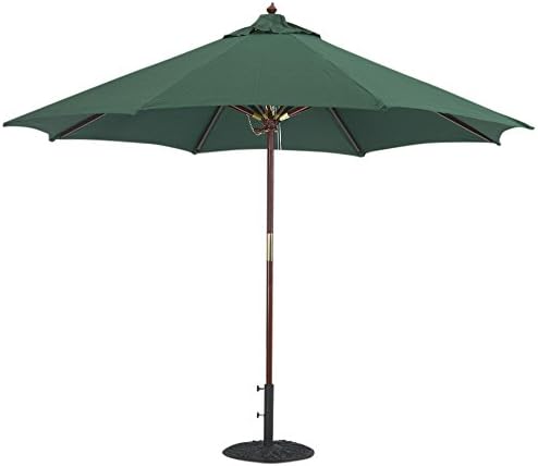 Amazon Com Tropishade 9 Ft Wood Market Umbrella With Premium Green Olefin Cover Garden Outdoor