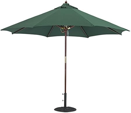 Amazon Com Tropishade 9 Ft Wood Market Umbrella With Premium Green Olefin Cover Garden Outdoor