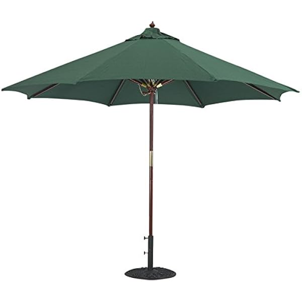 Amazon Com Tropishade 9 Ft Wood Market Umbrella With Premium Green Olefin Cover Garden Outdoor
