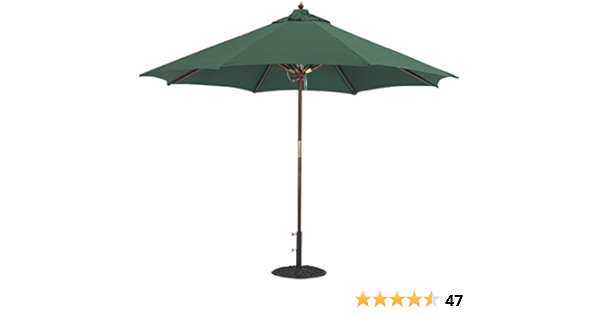 Amazon Com Tropishade 9 Ft Wood Market Umbrella With Premium Green Olefin Cover Garden Outdoor