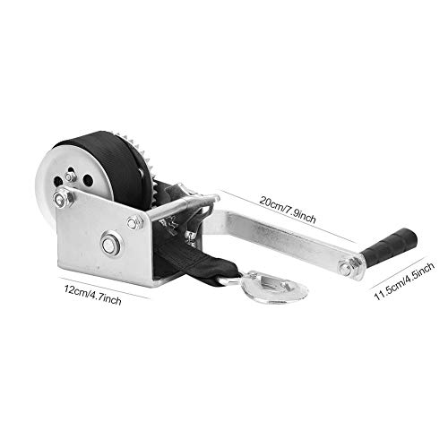 Qiilu 600lbs Heavy Duty Hand Winch Hand Crank Strap Gear Hand Winch Polyester Strap Compatible with ATV Boat Trailer - Image 7