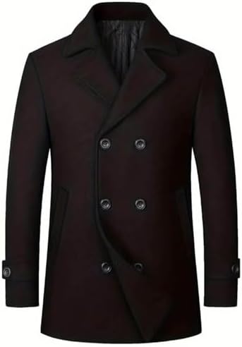 Men's Casual Trench Coat Slim Fit Notched Collar Long Jacket